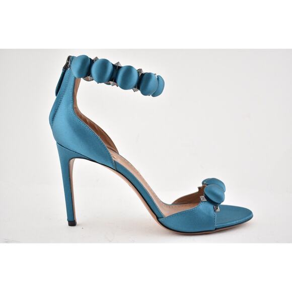 Alaia Bombe 90mm Blue Canard Satin Studded Ankle Strap Sandal Heel Pump 37.5 - Picture 2 of 9